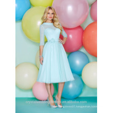 Wholesale Good Quality Simple Cheap Chiffon Long Sleeve Short A Line Bridesmaid Dresses LBS06